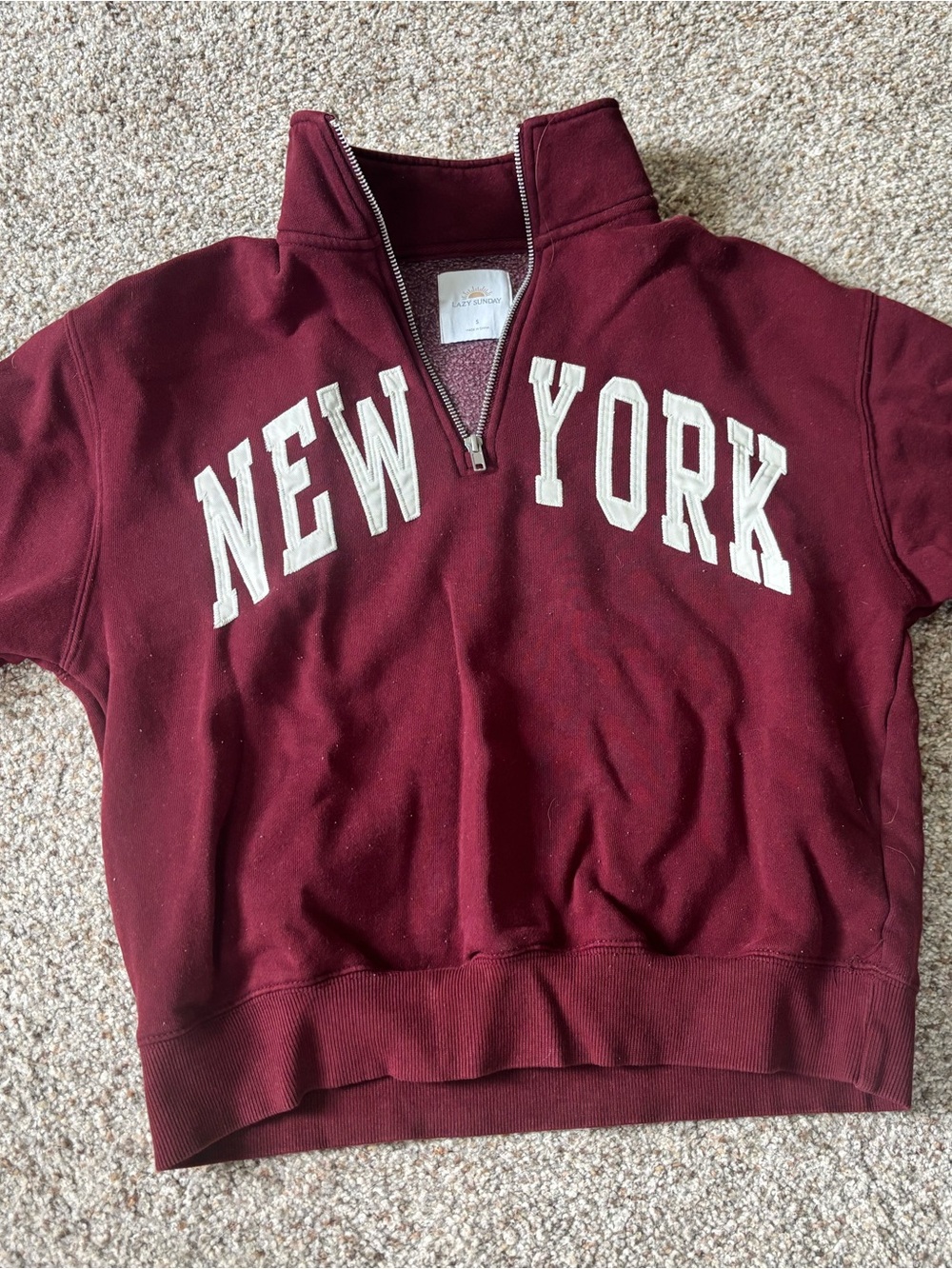 Unbranded Women's Maroon Half-Zip V-Neck Pullover Sweater